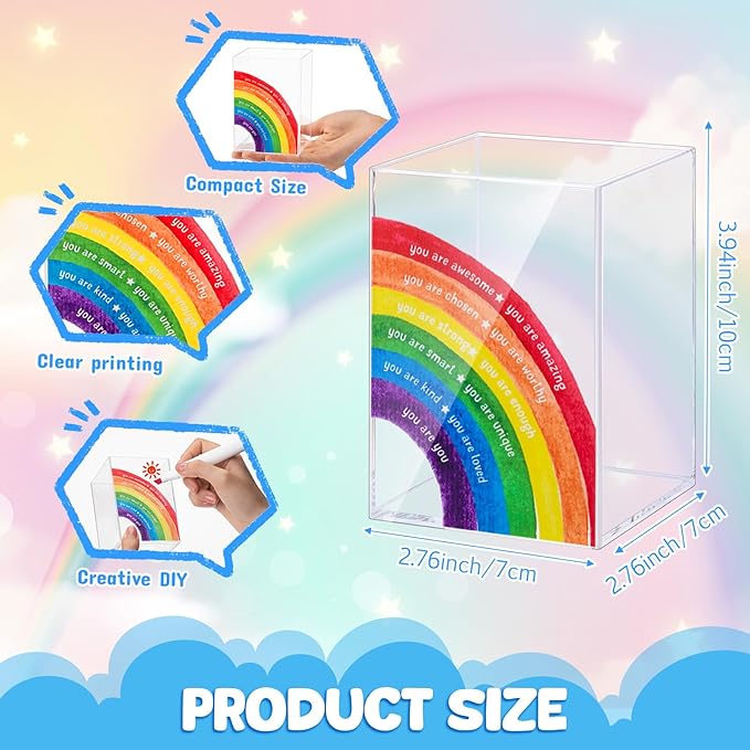 Sherr 10 Pcs Pencil Shaped Pen Holders, Acrylic Pencil Organizer Cups, Cute Creative Stationery Storage, Appreciation Gifts for Teacher Student School Classroom Office Home Desktop Supplies (Rainbow)