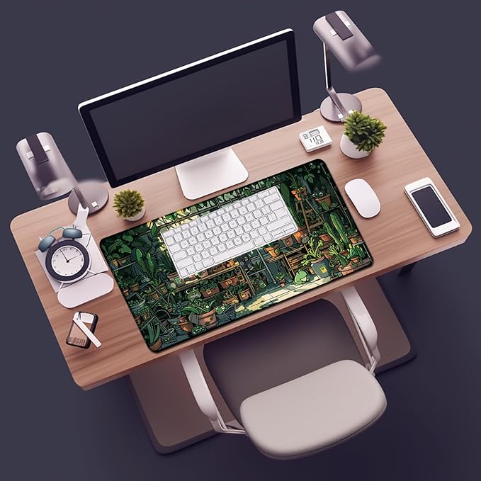 Frog Cute Mousepad 31.5 x 15.7 inch, Large Green Desktop Mat, Waterproof Desk Mat Gaming Mouse Pad, Laptop Pad, Computer Writing Mat for Home Office Desk Decor