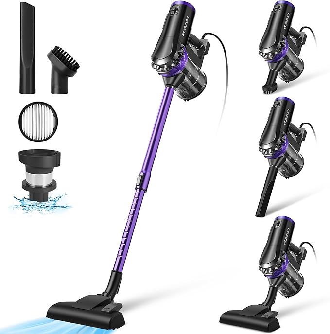 elezon F800 Corded Vacuum Cleaner 500W, 18KPa Powerful Suction, 23ft Long Cord, HEPA Filter, 1.2L Dust Capacity, 2-in-1 Handheld Stick Vacuum for Home Hardwood & Tile Floors