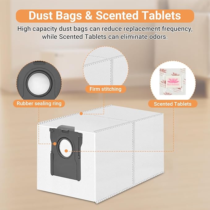 28 Count Replacement Parts for DREAME Aqua10 Ultra Roller Robot Vacuum, 1 Pair Main Brushes, 2 Roller Mops, 4 Filters, 6 Side Brushes & Dust Bags & Scented Tablets, 1 Cleaning Brush & Screwdriver