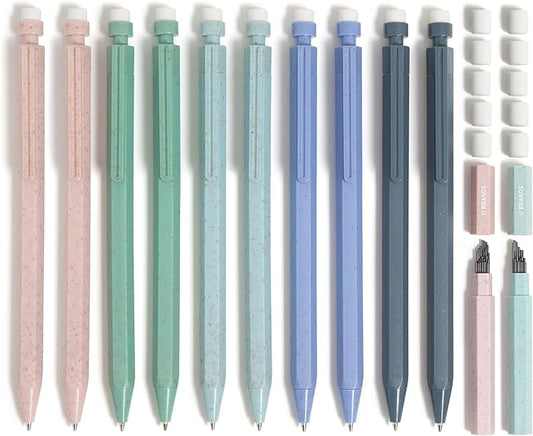 U Brands U-Eco Recycled Mechanical Pencil Set, Bulk Mechanical Pencils 0.7mm, Speckled Brights, Medium Lead, School Supplies, 10 Pack