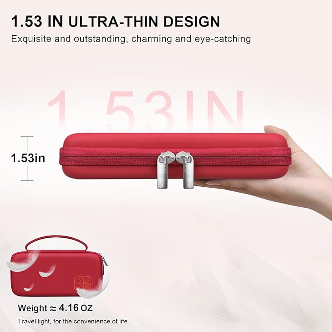 BOVKE Hard Travel Case for Texas Instruments TI-84 Plus CE/TI-84 Plus/TI-83 Plus CE/TI-83 Plus/Casio fx-9750GIII Graphing Calculator, Mesh Pocket for USB Cables, Manual, Pens, Accessories, Red