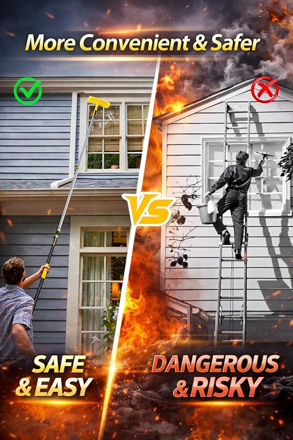 5-18 FT Long Telescopic Extension Pole, Multi-Purpose Aluminum Alloy Telescoping Rod with Universal Twist-on Metal Tip Flip-Lock Design, for Painting Cobweb Dusting, Window Cleaning, Christmas Lights