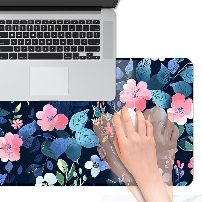 Floral Large Desk Mat 31.5 x 15.7 inch, Waterproof Extended Gaming Mousepad XXL, Aesthetic Flowers Desktop Mat, Non-Slip Keyboard and Laptop Pad, Computer Writing Mat for Home Office Accessories