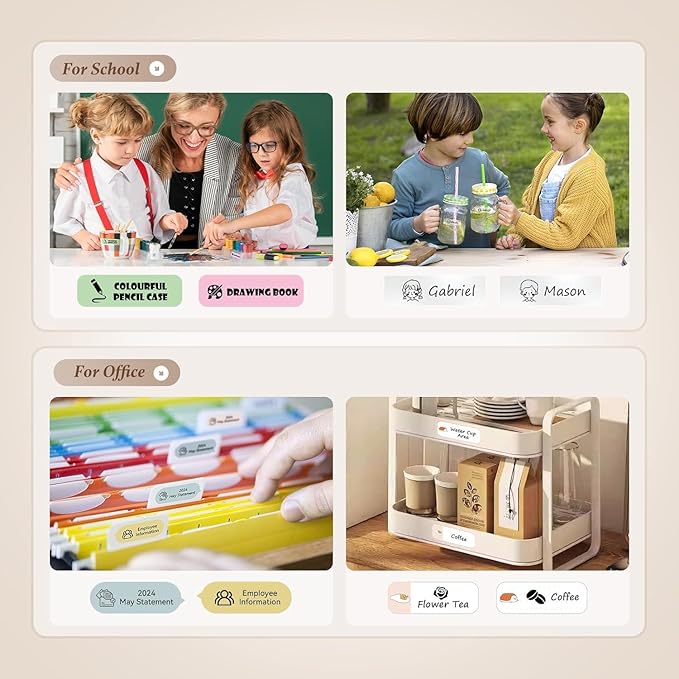 DEEPIN Label Maker Machine Portable Bluetooth Label Maker with Tape, Thermal Label Printer Multiple Templates for Phone, Mini Label Sticker Printer for Business Office Organization (Light Green)