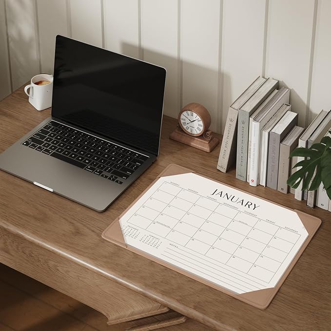 Jotsome Desk Calendar 2025-2026 with Desktop Mat, Desk Pad Calendar From Now to December 2026 14x10.5 inch, Desk Blotter Calendar for Home Office and School, Easy Planning, Apricot