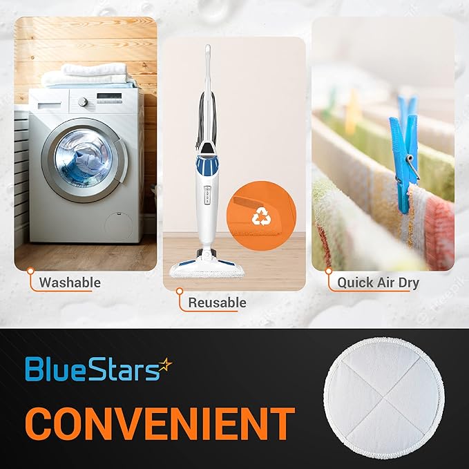 BlueStars 8 Pack Spinwave Replacement Mop Pads Compatible with Bissell Spinwave 2124 2039A 2039 2307 23157 20391 20399 Hard Floor Cleaners - 4 Soft Pads, 4 Scrubby Pads - Washable & Reusable