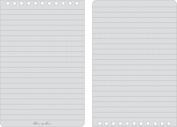 Rite in the Rain Weatherproof Top Spiral Notebook, 4" x 6", Black Cover, Universal Pattern, 6 Pack (No. 746L6)