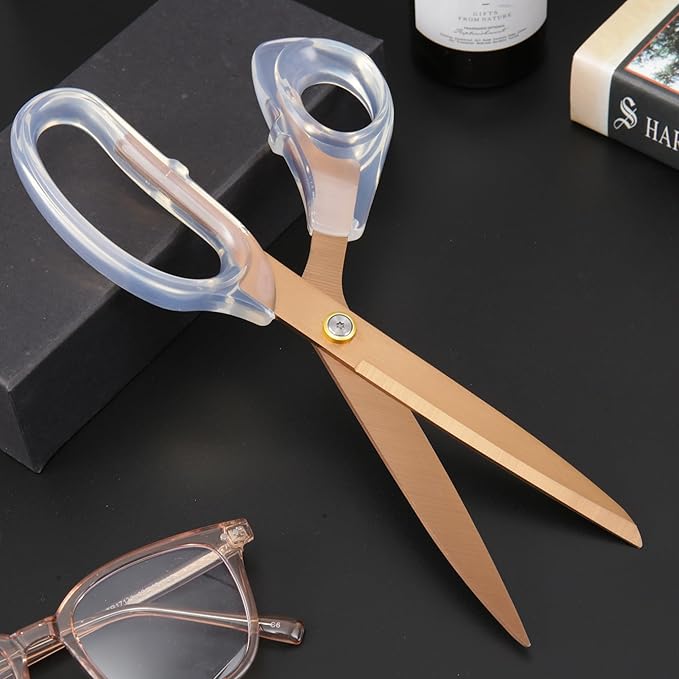 Rose Gold Sewing Scissors 9" Ultra-Sharp Titanium Coated Blades and Sharp All-Purpose Sewing Scissor, Office Scissors, Comfortable Handle Design, Versatile Usage