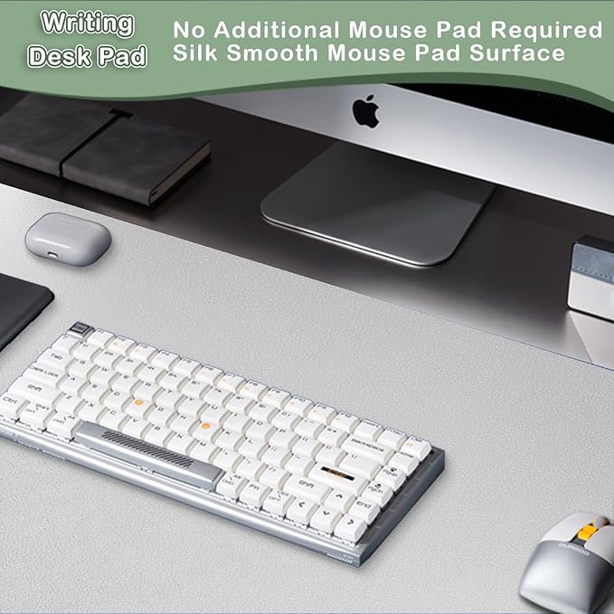 Boutilon Leather Desk Pad Protector,Non-Slip Mouse Pad,Laptop Desk Pad,Office Mouse Mat,Waterproof Leather Desk Blotter,Desk Writing Pad for Office and Home (L-Grey,35"x 17")