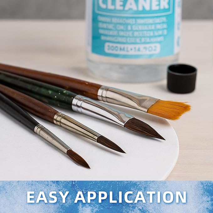 Falling in Art Paintbrush Cleaner, Effective Airbrush Cleaner and Restoration Solution, Professional Oil and Acrylic Paint Remover for Artists, 16.9 Oz Bottle