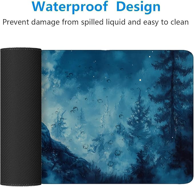 Moon Wolf Gaming Mouse Pad Desk Pad Wolf Howling Nature Wild Animal Woodland Mousepad XL Large Gaming Mouse Pad Laptop Keyboard Mat Desk Pad Office Home Decor for Women Girl 31.5"x11.8"