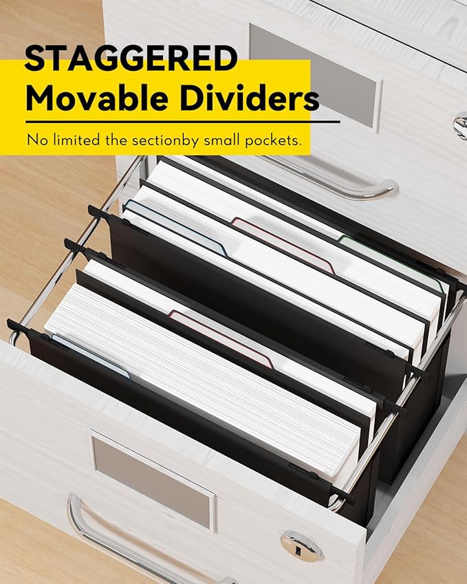 Ansook Plastic Large Capacity Hanging File Folders Letter Size,Heavy Duty 4" Expandable File Folder with Movable Dividers,6 Pack File Cabinet Folders with Tabs,Hanging Folder Organizer for Home Office