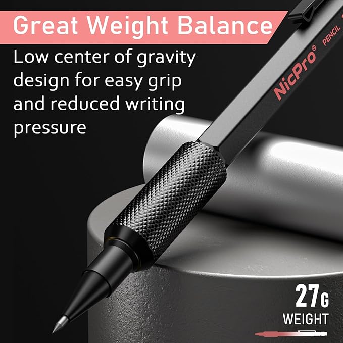 Nicpro Metal Mechanical Pencil Set, 3PCS Art Drafting Pencil 0.5, 0.7, 0.9MM & 2PCS 2MM Mechanical Drawing Pencils with 126 Lead(4B 2B HB 2H 4H Color) Weatherproof Barrel for Writing Sketching Drawing