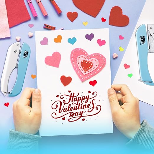 UCEC 3 Pack Paper Craft Hole Punch Shapes, 1/4 Inch Single Hole Puncher for Crafts, Small Handheld Circle Star Hole Punch Heart Hole Punches, 3 Heart Star Hole Puncher for Tags Clothing Ticket