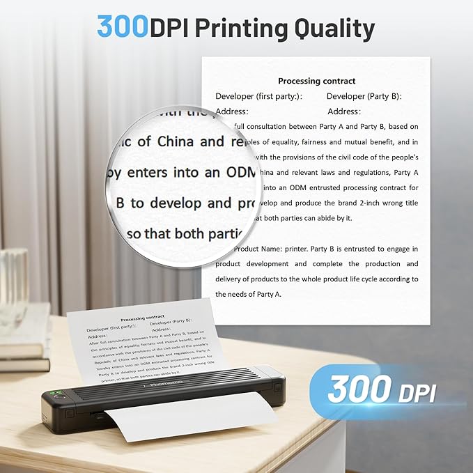 Phomemo Portable Printers Wireless for Travel, [Upgrade] P831 Inkless Thermal Transfer Portable Printer Support 8.5'' x 11'' US Letter Regular Copy Paper, Compatible with Phone & Laptop, 300DPI