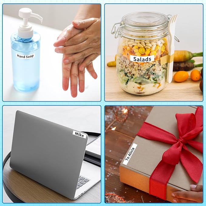 M950 Label Maker Bundle, Label Maker Machine with Tapes 12mm White, Portable Bluetooth Labeler with Backlit-LCD, MZ Tapes 12mm 0.47 White, 3-Pack