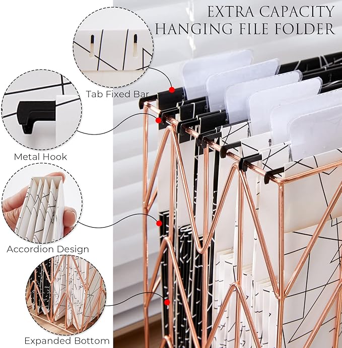Y YOMA File Folder with Outside Pocket, 8.5 x 11-Inch, Black & White