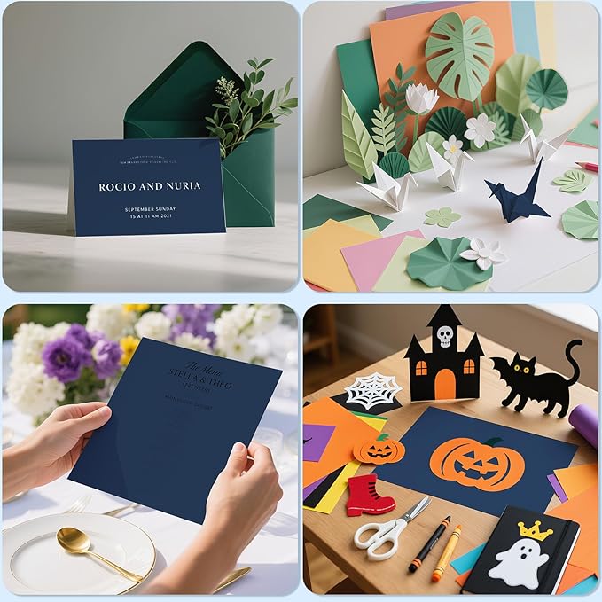 160 Sheets Cardstock Paper 8.5 x 11 Premium Weight 200gsm Dark Blue Card Stock Paper Printing, Crafts, Invitations | Smooth Printer Cardstock Paper | Bulk Construction Paper DIY & Professional Use