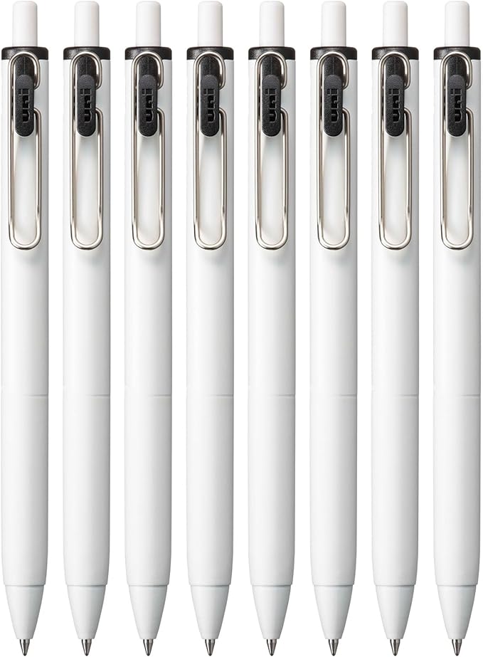 Uniball One Retractable & Refillable Gel Pen, 0.5mm Micro Tip, Black Ink, 8 Pens