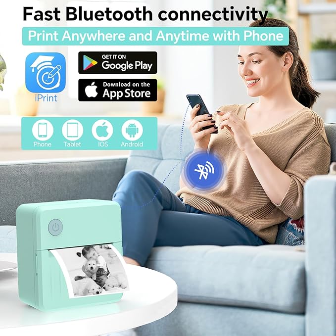 Label Maker Machine with Tape – Bluetooth Thermal Label Printer, Mini Sticker Maker for Home, Office, School & Small Business, Includes 2 Rolls of Label Paper