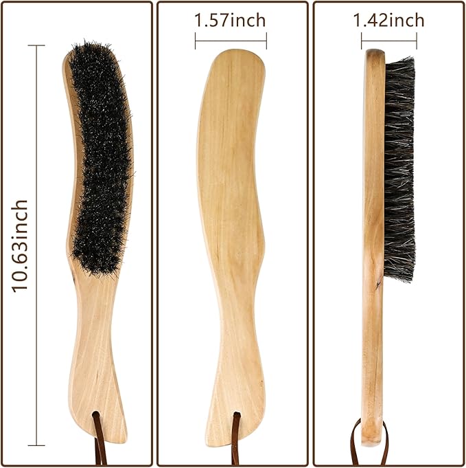 2PCS Felt Hat Brush, Felt Hat Cleaner with Horsehair Brush and Sponge Brush, Cowboy Hat Cleaner Easily Removes Dust Fuzz and Lint for Shoes Hats and Clothes