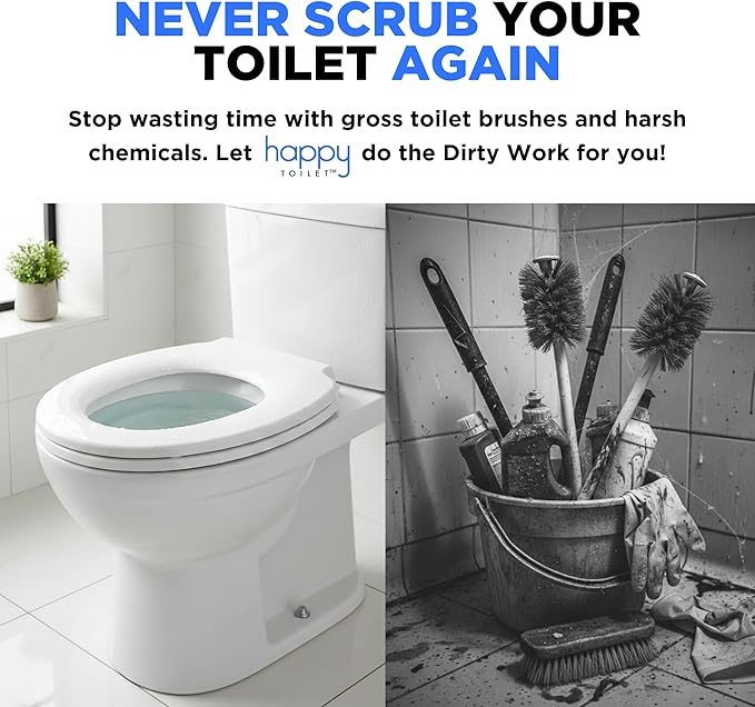 Happy Toilet Cleaner - Automatic Toilet Bowl Cleaner Toilet Tablet Holder Toilet Cleaning System - Drop In Toilet Tank Cleaner Tablets Auto Filter Self Cleaning Flush Cleans the Bowl Not Tank - 2PK