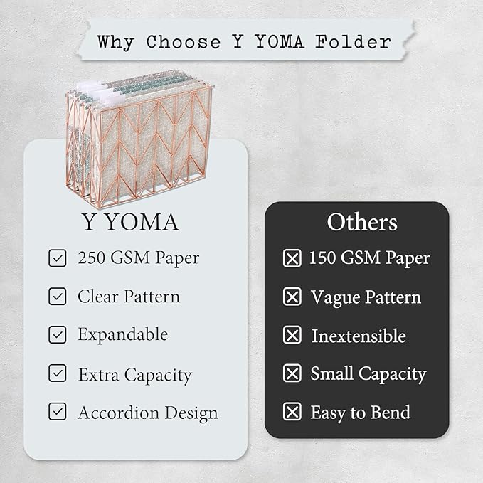 Y YOMA Letter Size - 6 Pack Extra Capacity Hanging File Folders with Pocket Accordion Decorative File Folder Cute Expandable Folder for Office Home with 1/5-Cut Adjustable Tabs, Printing Cloth Pattern