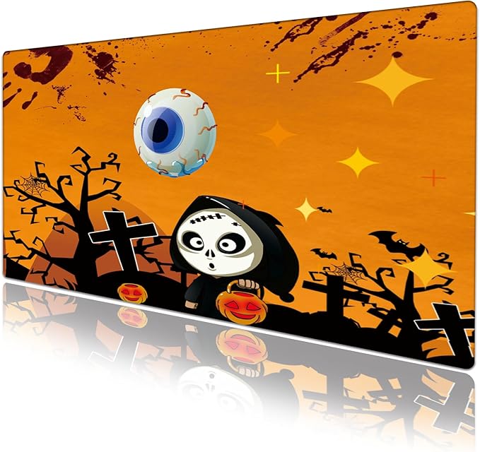 Halloween Desk Pad Protector, Stitched Edges Mouse Pad, Large Office Desk Mat, Non-Slip Desk Blotter, Laptop Desk Pad, Desk Writing Pad for Office and Home (XXL)
