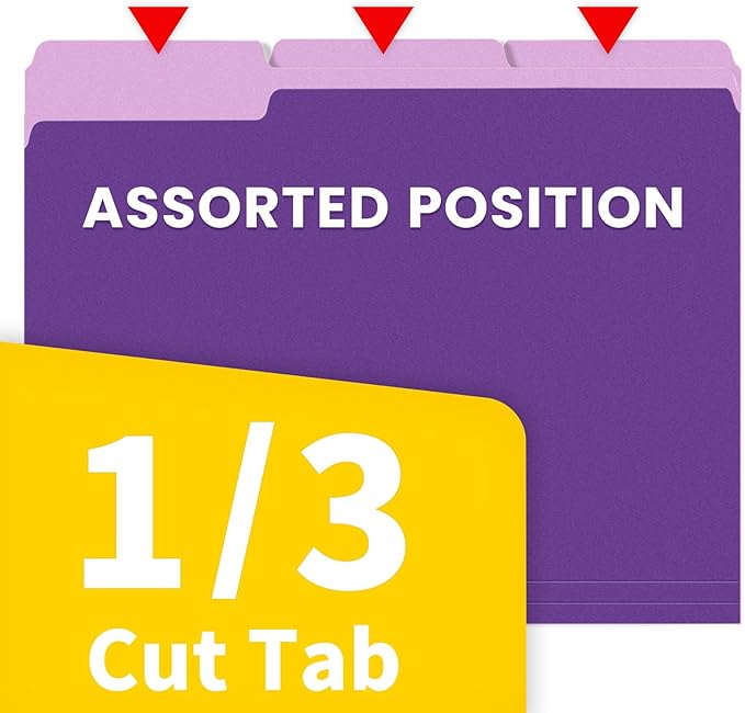 SUNEE File Folders, 100 Pack Manilla Folders 8.5 x 11, Colored File Folders Home Office School Supplies for Documents Files Paper, Purple