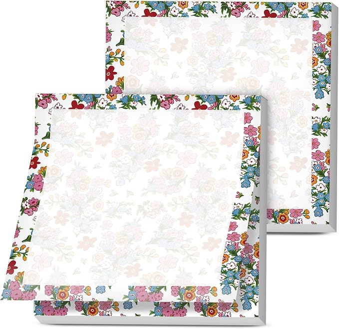 Sticky Notes, 2 Pads, 3x3 inches, Cute Colorful Fun Self-Stick Note Pads, Easy Post, Strong Adhesive Notepad Tiny Colorful Flowers