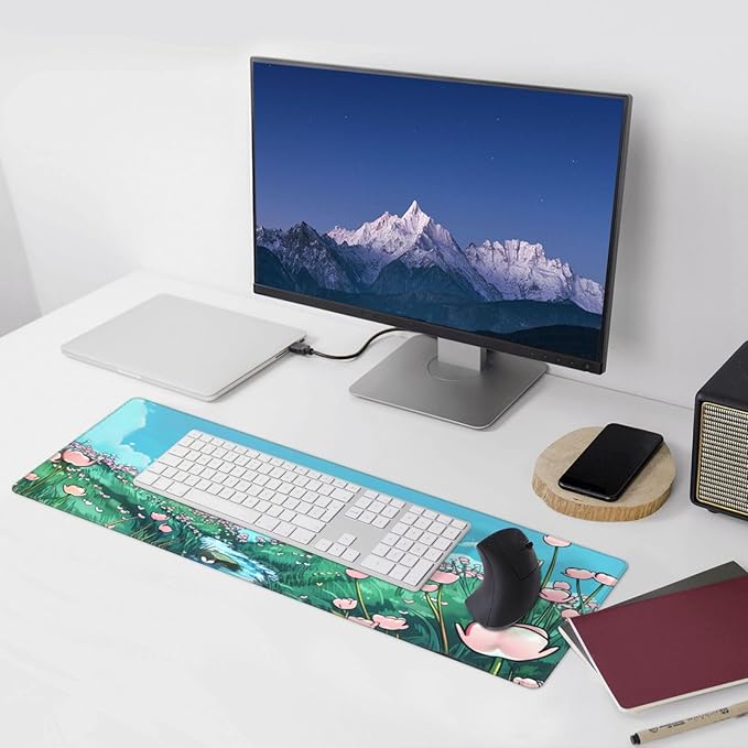 Anime Flower Gaming Mouse Mat Extended Large XL Mouse Pad Desk Mat Non-Slip Rubber Mice Pads Stitched Edges for Office and Home,31.5 X 11.8 X 0.12 Inches