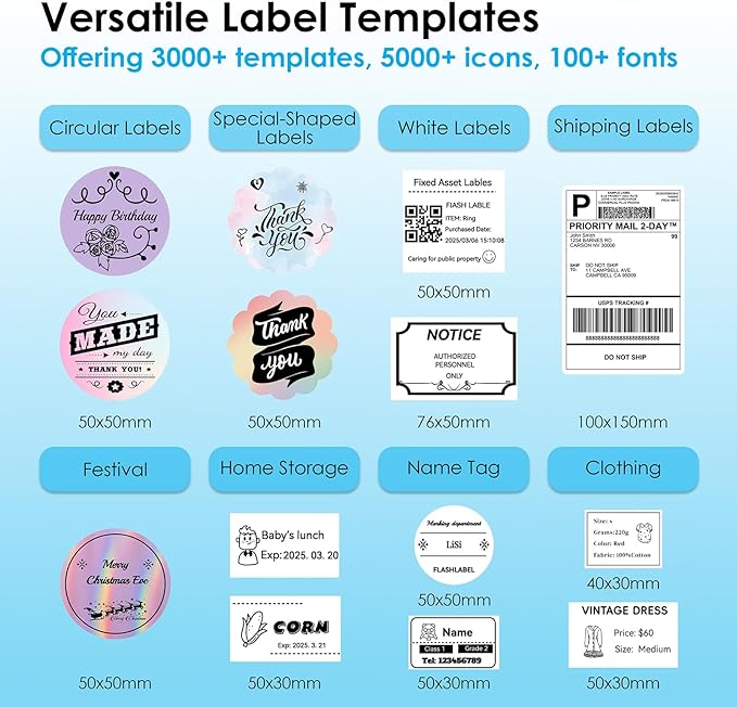 Bluetooth Thermal Shipping Label Printer, 4x6 Portable Thermal Address Label Printer for Small Business, Compatible with iPhone,Android,Windows,Mac,Chromebook –Works with Ebay Shopify USPS&More