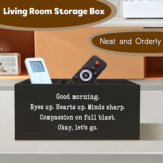 Positive Black Pen Holder for Desk, Inspirational Desk Decor, Funny Gifts for Coworkers Women Men Wooden Pen Pencil Holder Organizer for Office Accessories