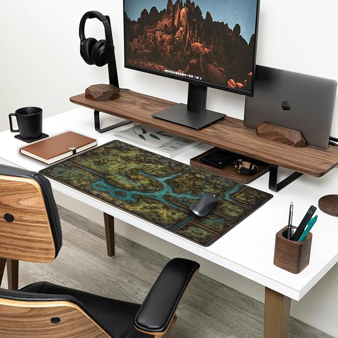 Game Forest Large Mouse Pad XXL Green Map Playmat for MTG Adventure Gaming Deskpad Desk Mat for Keyboard and Mouse Mat with Stitched Edges Anti-Slip Funny Desk Pad, 31.5 X 15.8 in