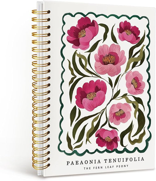 MOFUYU Flower Notebook,Plant Hardcover Spiral Notebook,Journal for Women,Rustic Spring Floral Cottagecore Notebook Journal for Work Office School Student Teacher. 5.5x8.3 Inch