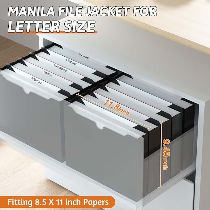Plastic File Jackets Letter Size,12 Pack Reinforced Manilla File Pocket Folders, Heavy Duty File Folders with Straight Cut Tab,2 Inch Expanding File Folder for Documents,File Pockets