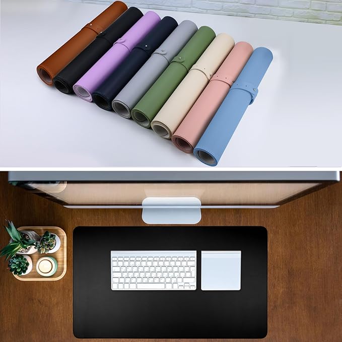 Desk Mat for Desktop Black Large Mouse Pad 31.5"x15.7" Cute Office Desk Accessories Supplies Computer Desk Pads on Top of Desks Non-Slip Pu Leather Laptop Cover Mats for Keyboard and Mouse