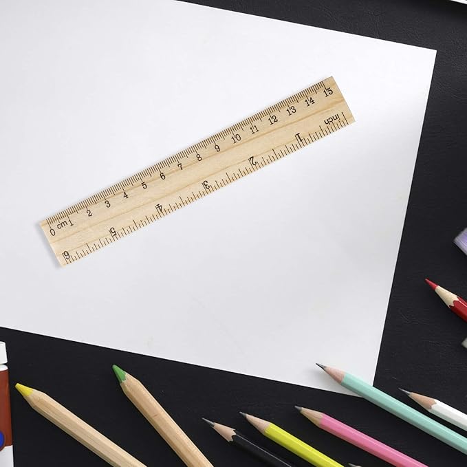 KINJOEK 144 Packs 6 Inch Wooden Rulers Bulk Double Sided Pine Wood School Small Ruler Measuring for Home, Student, Office Use, 2 Scale, 15 cm