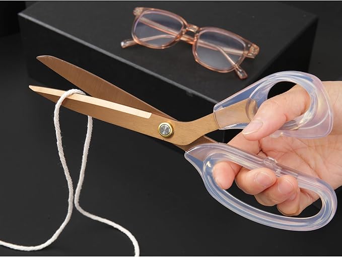 Rose Gold Sewing Scissors 9" Ultra-Sharp Titanium Coated Blades and Sharp All-Purpose Sewing Scissor, Office Scissors, Comfortable Handle Design, Versatile Usage