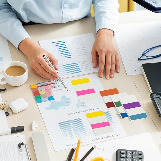 500 Pieces Sticky Index Tabs, Writable & Repositionable Page Markers, 2 Inch File Tabs for Notebooks, Books, Binders, Folders, Tab Dividers Stick On, 10 Colors, 21 Sets (Vibrant, 500pcs)