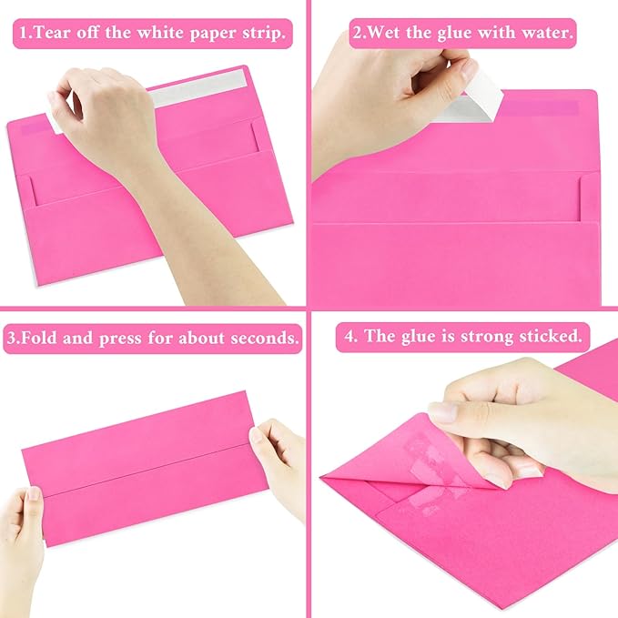 50 Pack Colorful #10 Business Envelopes, Standard Envelopes Self Seal, Letter Size Business Mailing Envelopes for Checks Letters Invoices Birthday Graduation Wedding, 4 1/8 x 9 1/2 Inch