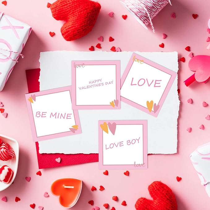 9 Pieces Valentine's Day Sticky Notes Valentine Heart Sticky Notes Self-Adhesive Note Pads Sticky Memo Notes for School Office Home Supplies Students Teachers Present Valentine's Day