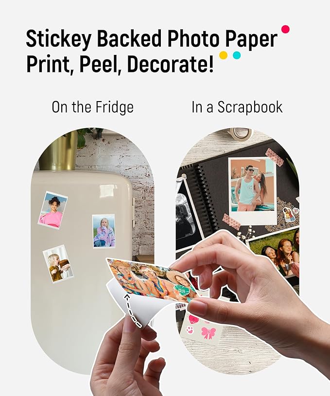 Liene Photo Printer, 2x3” Mini Portable Instant Photo Printer Bundle w/ 50 Zink Adhesive Paper, Bluetooth 5.0, Compatible w/iOS & Android, Small Color Mono Picture Printer for iPhone, Smartphone Green