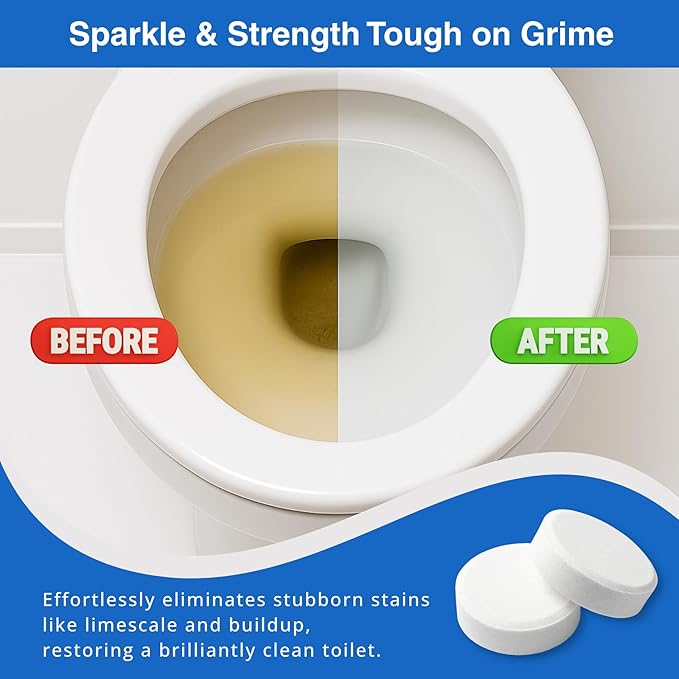 OceanBreezy Automatic Toilet Bowl Cleaner Tablets, Bleach & Oxidation Formula for Powerful Cleaning, Deodorizing & Descaling, Long-Lasting Slow-Release Toilet Tank Cleaner, Septic Safe, 24 Tablets