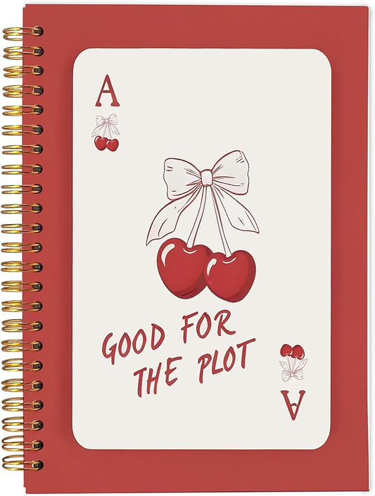 Coquette Red Bow Cherry Notebook Journal, Preppy Aesthetic Journal Notebook for Note Taking Work, Girly Notebook, Preppy Gifts For Women, Red Office Supplies, Spiral Notebook 5.5x8.3inch