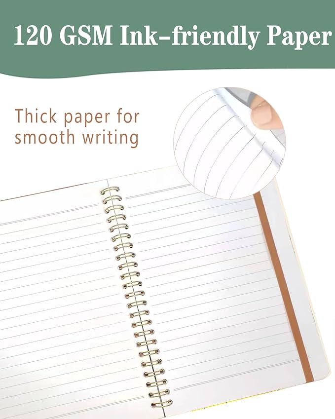 Spiral Journal Notebook, A5 Cute Notebooks for Women Men, College Ruled Hardcover Notebook for Work & Note Taking, 60 Pages Double-Wire Journals for Writing, Cute Thinker