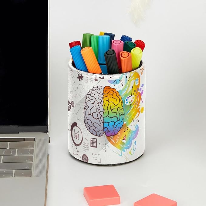 Pen Holder for Desk, Brain with knowledge Pencil Holder Pen Cup Marker Holder Makeup Brush Holders, Desk Accessories & Workspace Organizers for Home, School & Office
