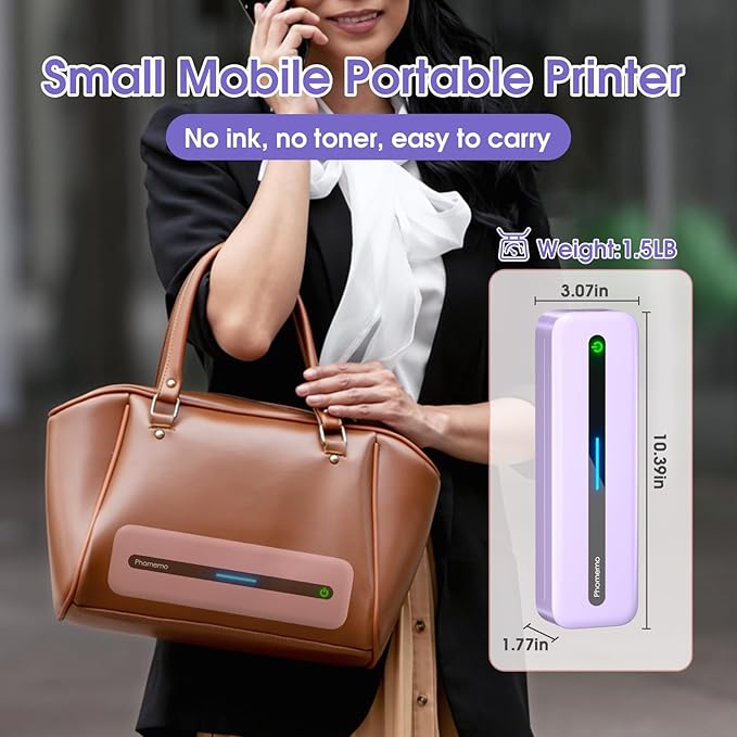 Phomemo Portable Thermal Printer, Bluetooth Portable Printers Wireless for Travel, M832 Inkless Mobile Printer for Phone Laptop, Support 8.5''x11''/A4/4.33''/3.15''/2.08'' Thermal Paper, with Case