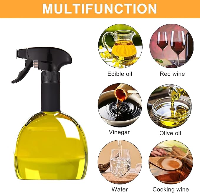 Oil Sprayer for Cooking, 9.5oz Oil Dispenser, Non-Aerosol for Olive Oils, Reusable Oil Vinegar Spritzer Sprayer for Air Fryer, Kitchen, Salad, Baking, BBQ, Frying(Red)